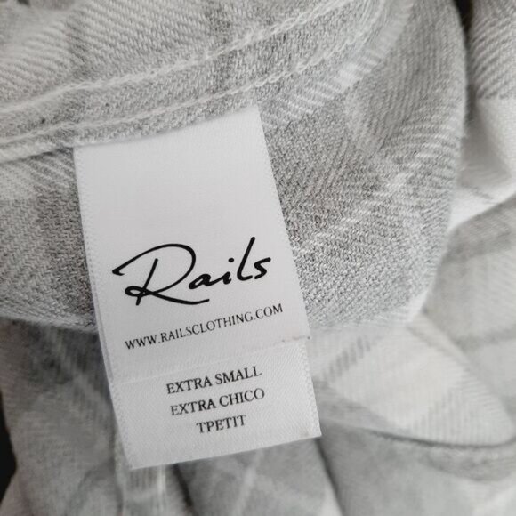 RAILS Plaid Shirt Tunic Dress Button Down Grey & White Sz XS - Picture 13 of 14